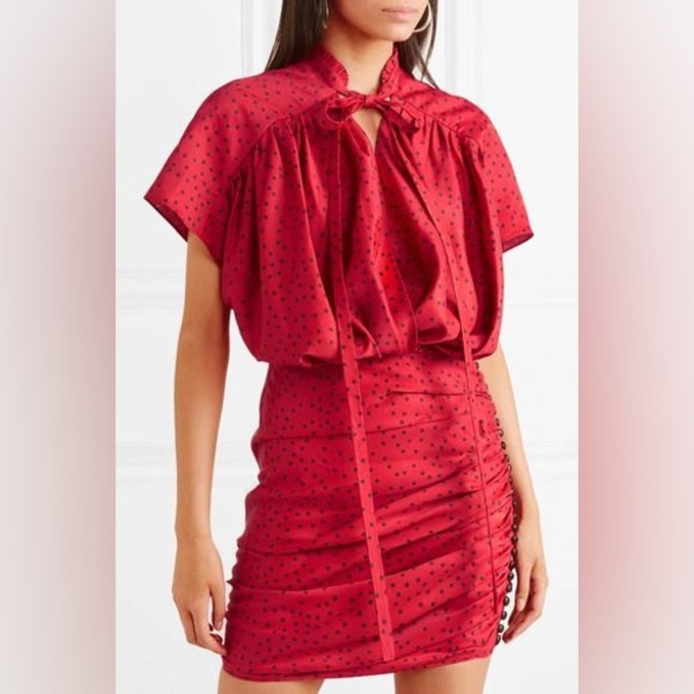 MAGDA BUTRYM red dress polka dot linen blend